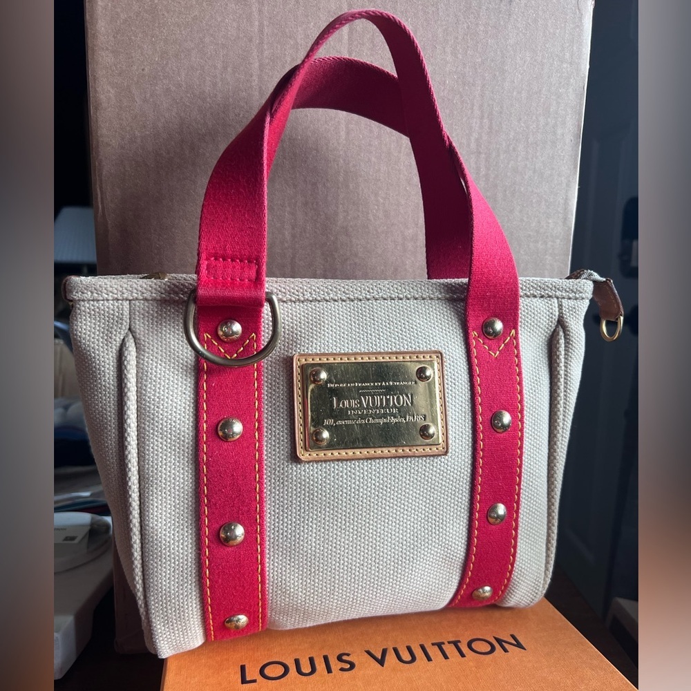 Louis Vuitton Antigua Cabas PM Handbag Small Tote Beige Red Limited Edition Bag - Picture 2 of 16